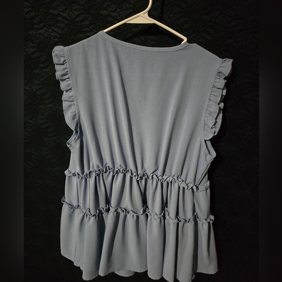 Shein Blue Ruffled Top - Picture 2 of 2